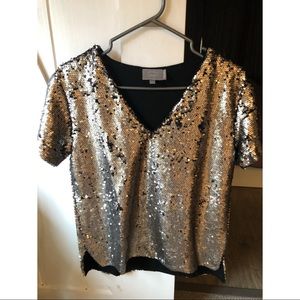 Gold sequin Anthropologie blouse